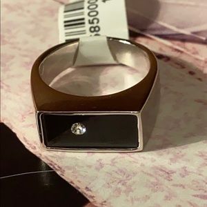 NWT Rigant Unisex CZ Ring Silver Plated Ring 9